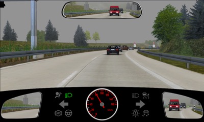 Straßenbild mit Verkehrszeichen und Personenüberweg